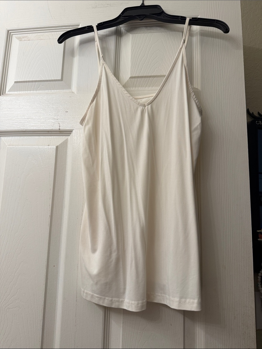 Simple Cream V-Neck Spaghetti Strap Tank